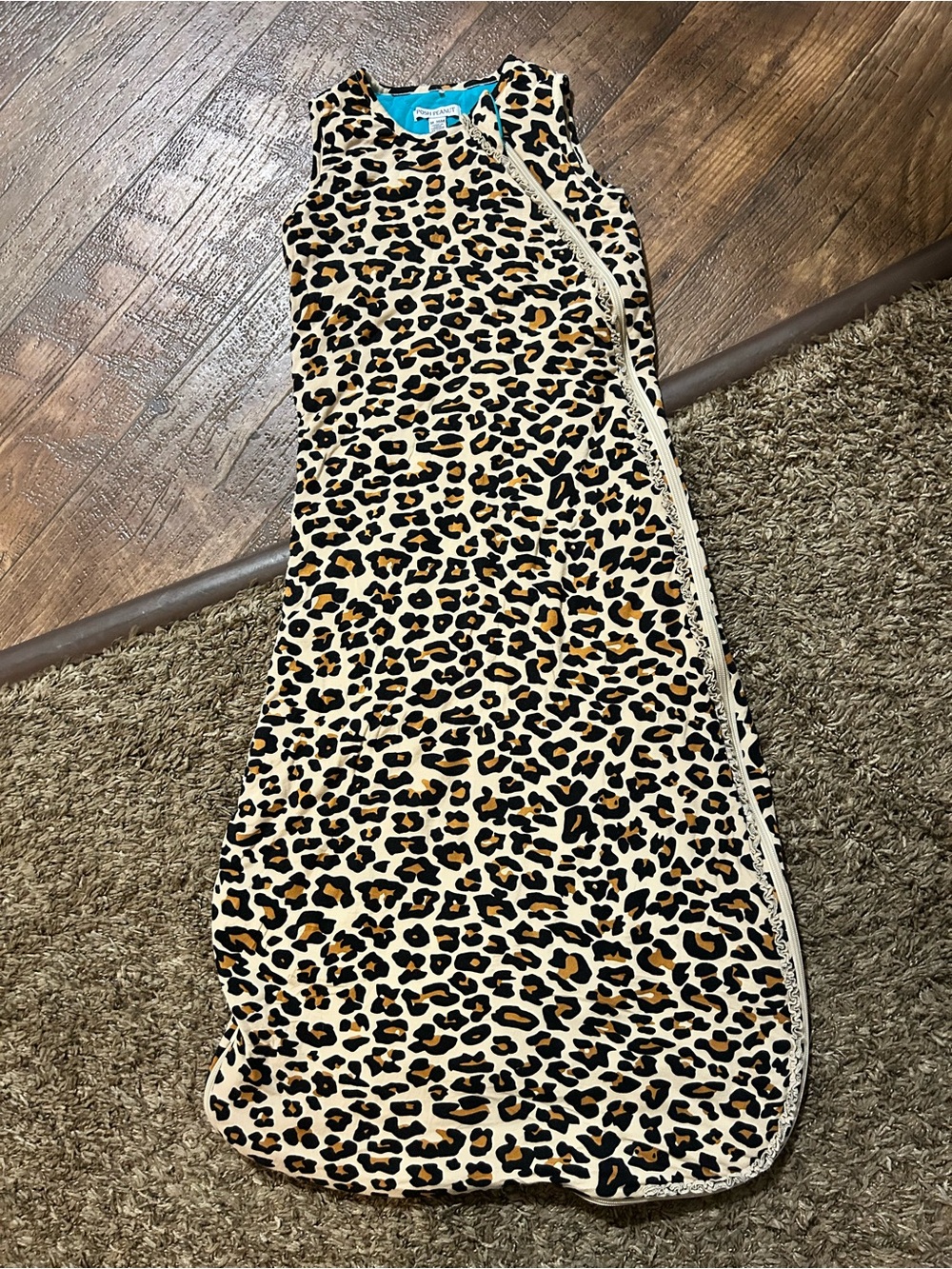 Posh Peanut; Viscose Bamboo Lana Leopard Print Sleeveless Sleep Bag; Size 18-36m